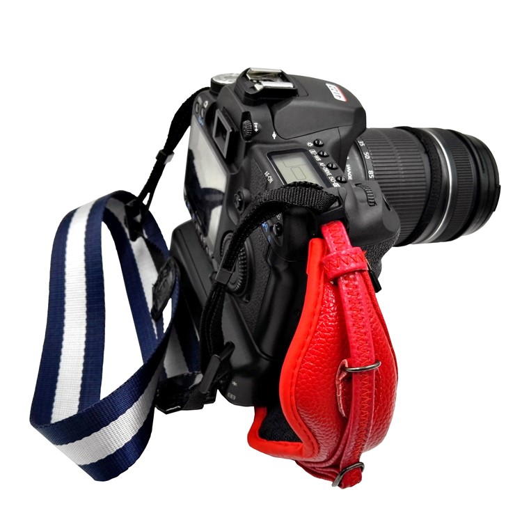 JM-KM-16N Genuine Leather Wrist Strap Grip with Eye Shade for DSLR SLR Cameras - Red-5