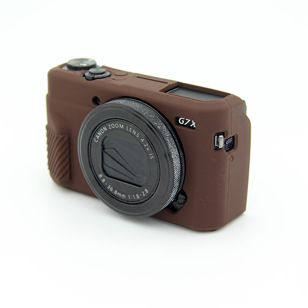 Soft Silicone Protective Housing Cover for Canon G7X Mark II - Coffee-2