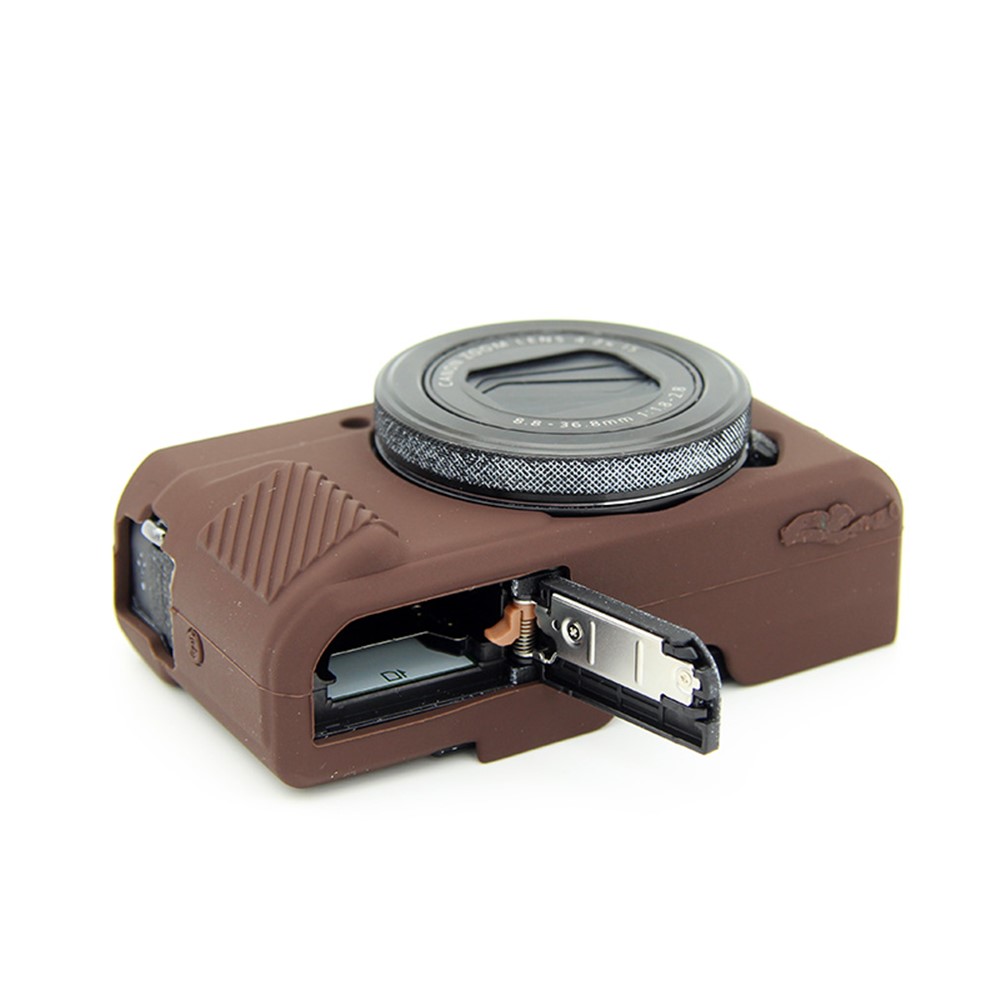 Soft Silicone Protective Housing Cover for Canon G7X Mark II - Coffee-5