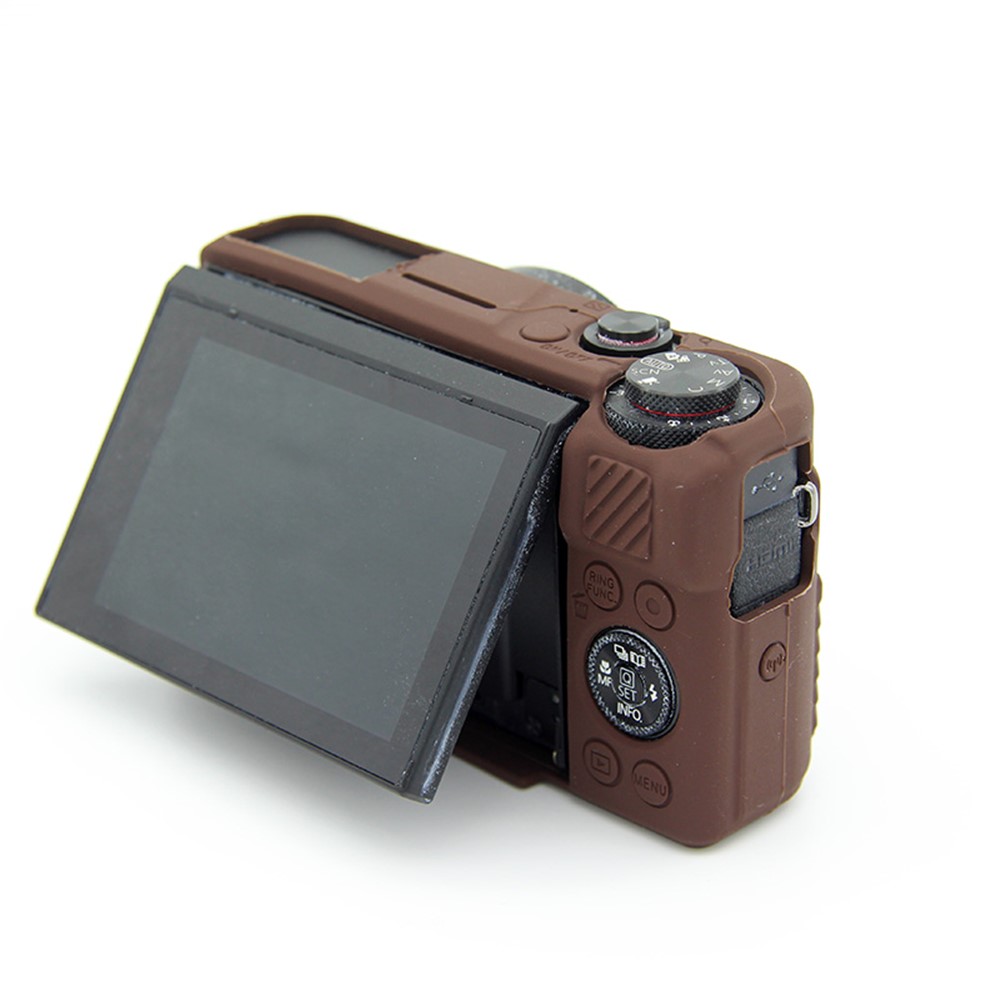 Soft Silicone Protective Housing Cover for Canon G7X Mark II - Coffee-7