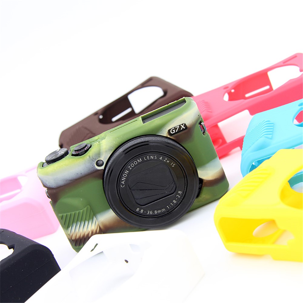 Soft Silicone Protective Housing Cover for Canon G7X Mark II - Coffee-8