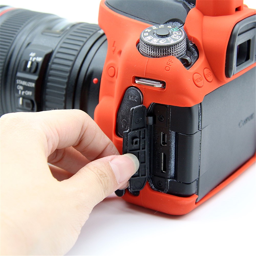 Soft Silicone Protective Cover for Canon EOS 80D DSLR Camera - Red-11