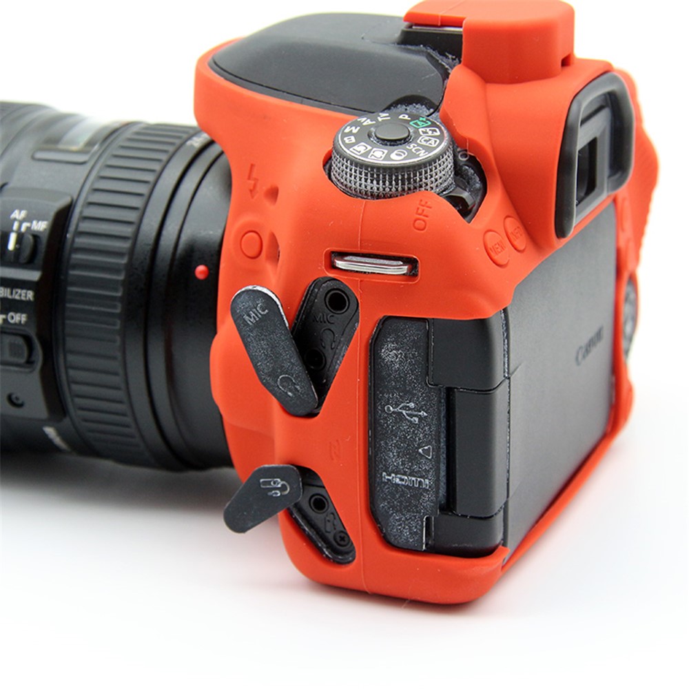 Soft Silicone Protective Cover for Canon EOS 80D DSLR Camera - Red-12