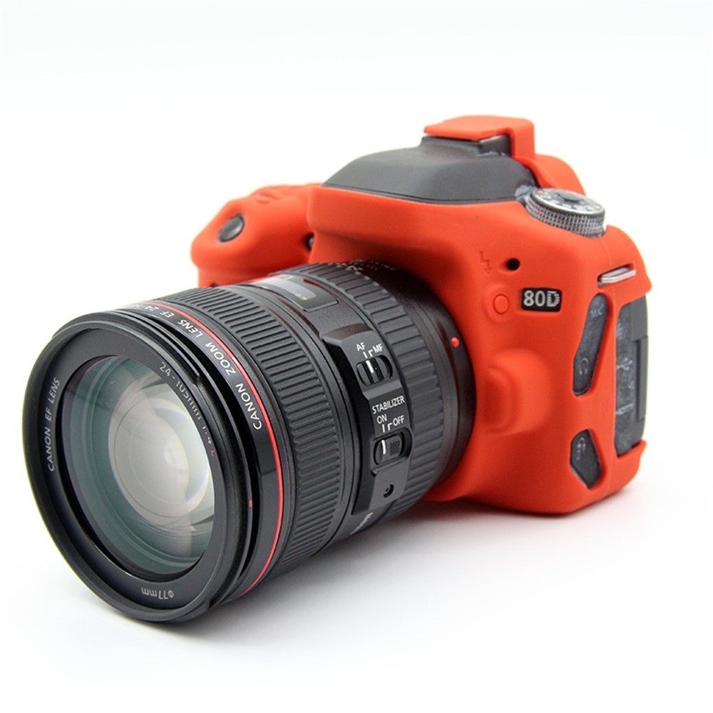 Soft Silicone Protective Cover for Canon EOS 80D DSLR Camera - Red-17