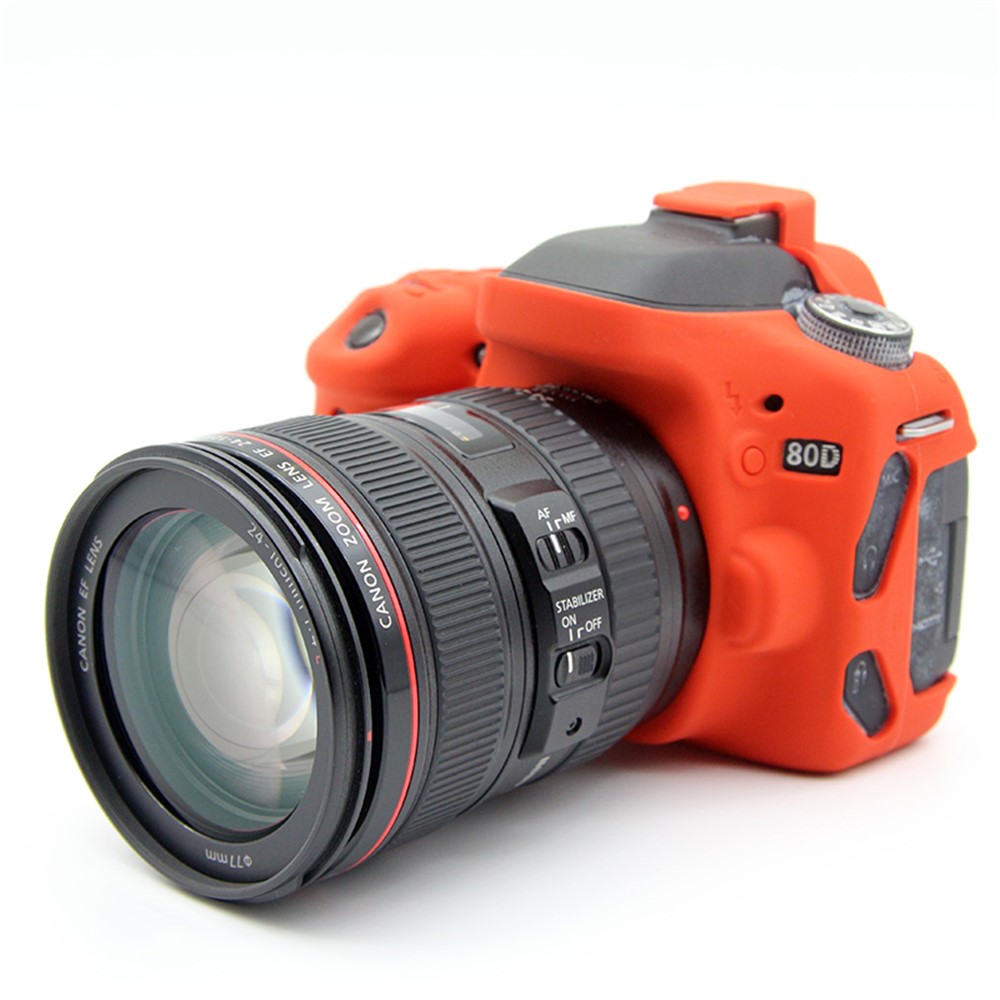 Soft Silicone Protective Cover for Canon EOS 80D DSLR Camera - Red-7
