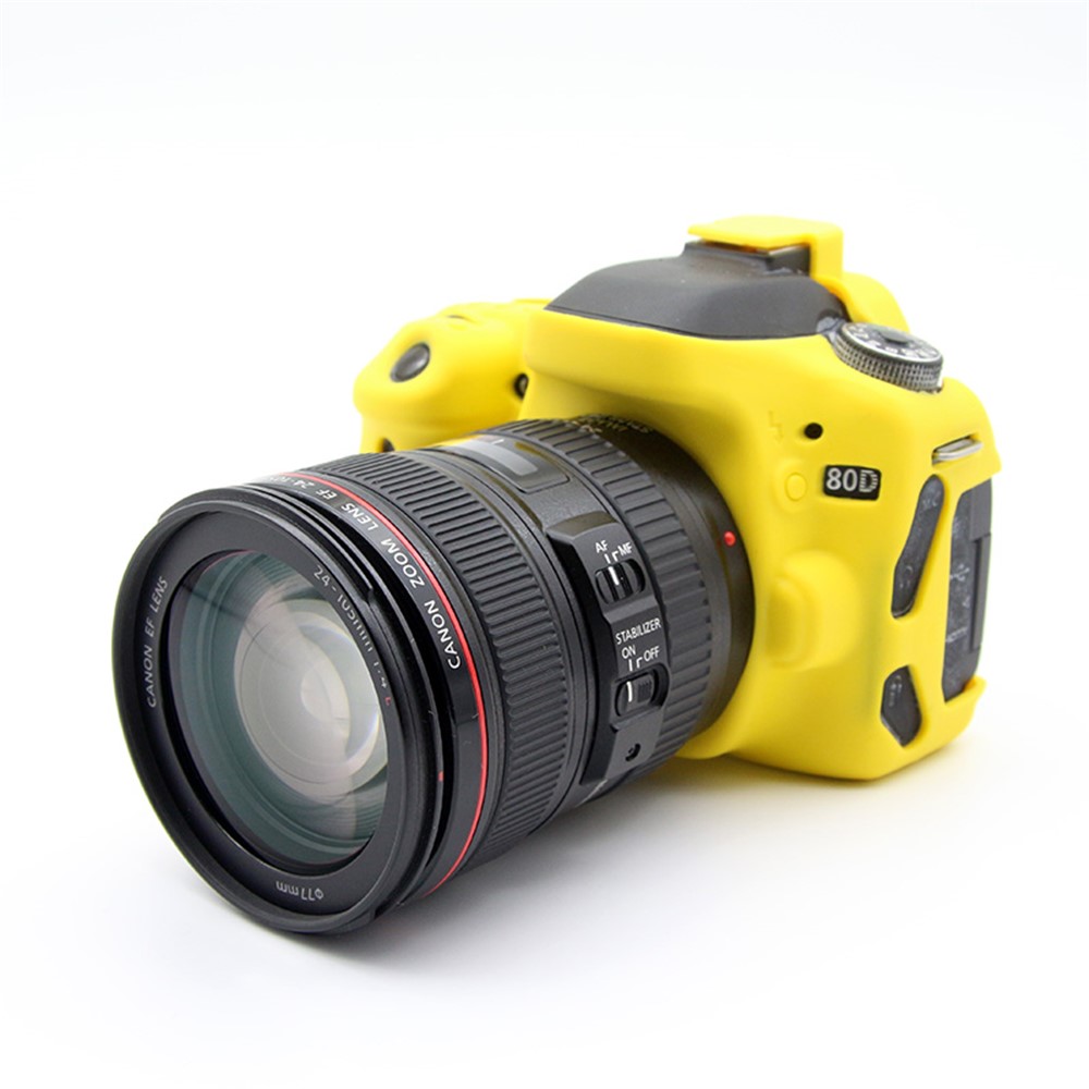 Soft Silicone Protective Camera Shell Case for Canon EOS 80D DSLR Camera - Yellow-2