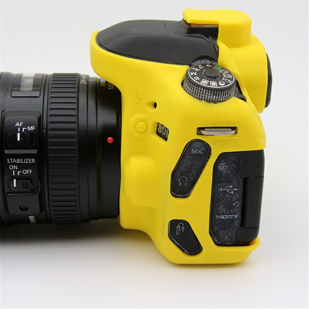 Soft Silicone Protective Camera Shell Case for Canon EOS 80D DSLR Camera - Yellow-3