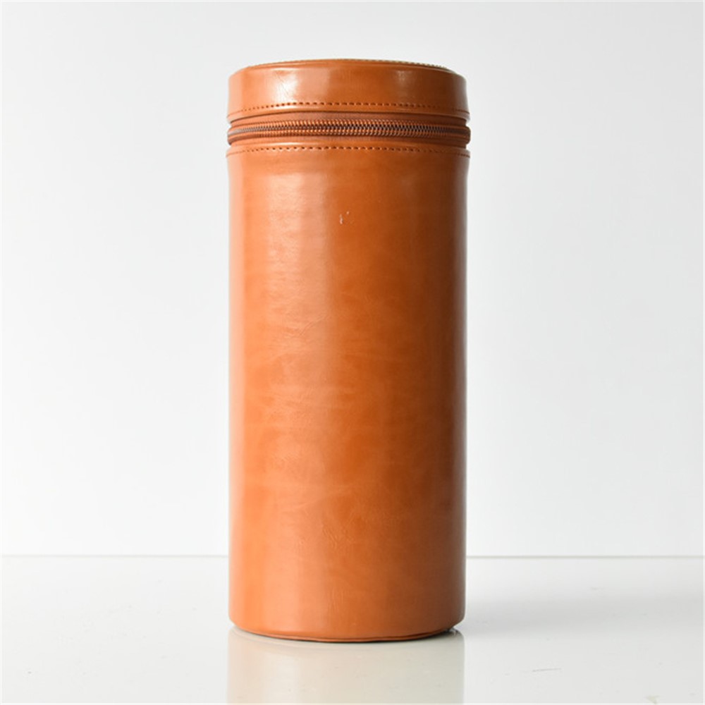 Camera Lens Bag Lens Pocket PU Leather Cover for Nikon Canon Sony Fujifilm etc - Size: L / Brown-2