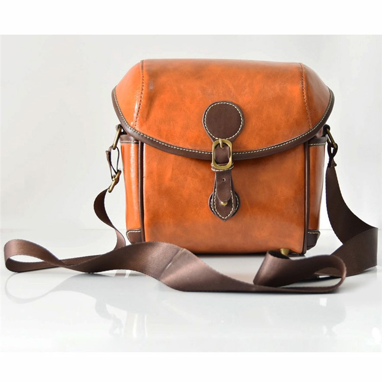Single Shoulder Leather Camera Pouch Bag for Canon Sony Camera-1