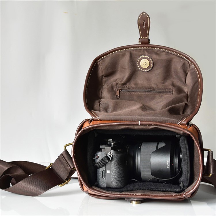 Single Shoulder Leather Camera Pouch Bag for Canon Sony Camera-24