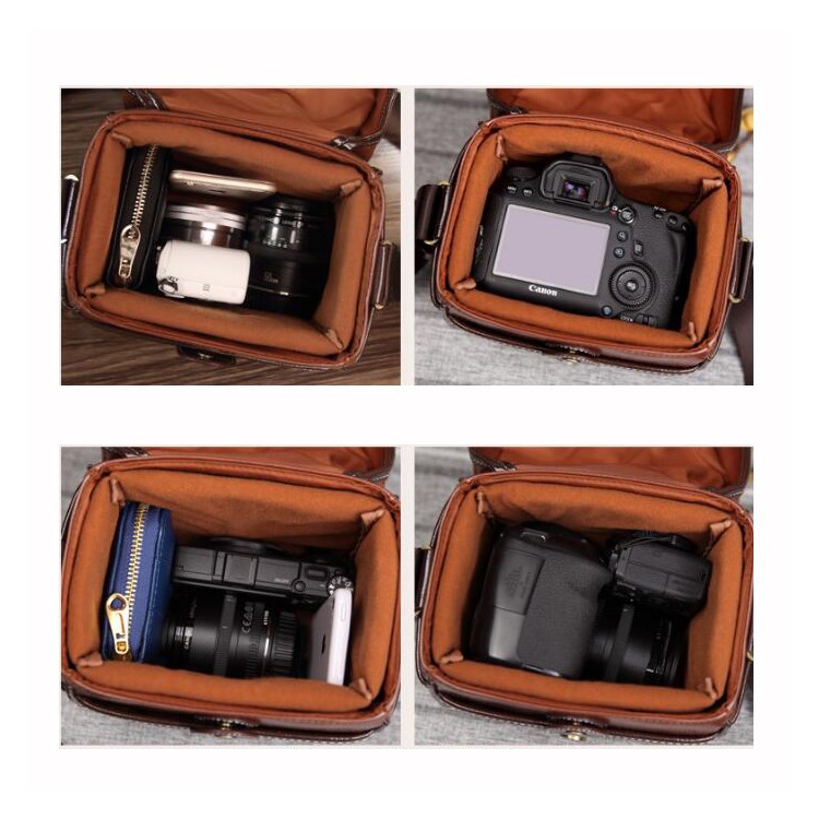 Single Shoulder Leather Camera Pouch Bag for Canon Sony Camera-26