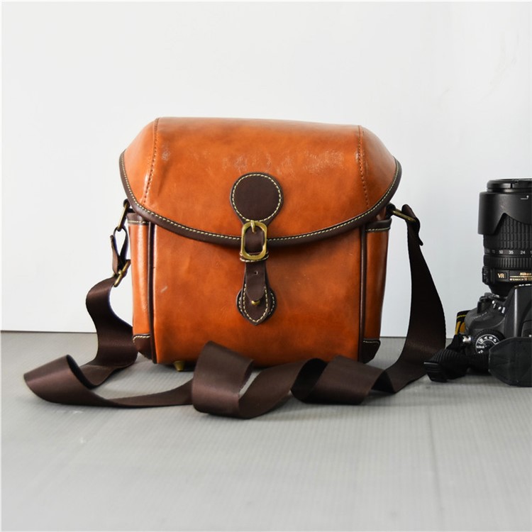 Single Shoulder Leather Camera Pouch Bag for Canon Sony Camera-3