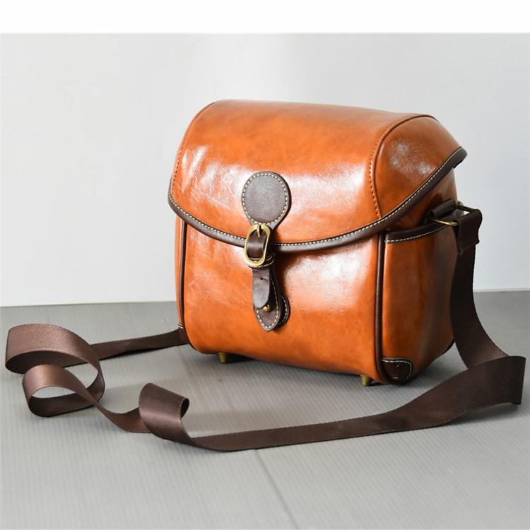 Single Shoulder Leather Camera Pouch Bag for Canon Sony Camera-6