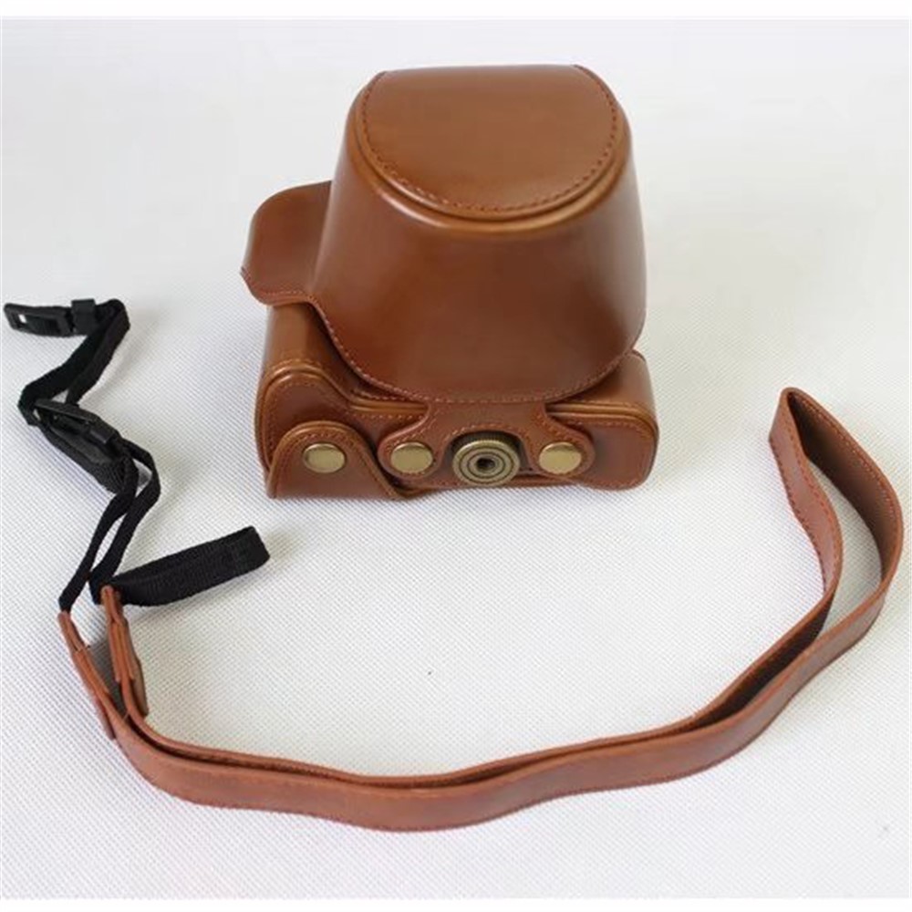 Detachable PU Leather Camera Cover + Strap for Canon EOS M6 (15-45mm) - Brown-1