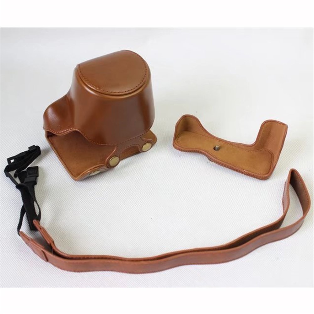 Detachable PU Leather Camera Cover + Strap for Canon EOS M6 (15-45mm) - Brown-2