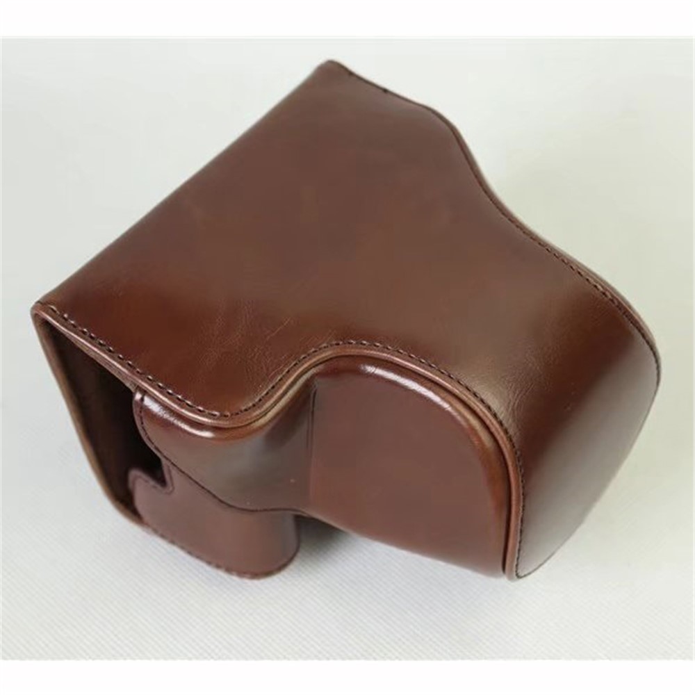 Detachable PU Leather Camera Shell + Strap for Canon EOS M6 (15-45mm) - Coffee-3