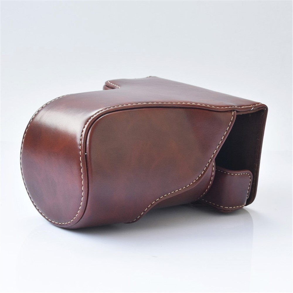 Detachable PU Leather Camera Shell + Strap for Canon EOS M6 (18-55mm) - Coffee-4
