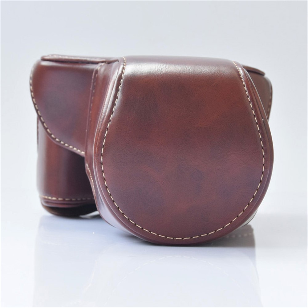 Detachable PU Leather Camera Shell + Strap for Canon EOS M6 (18-55mm) - Coffee-5