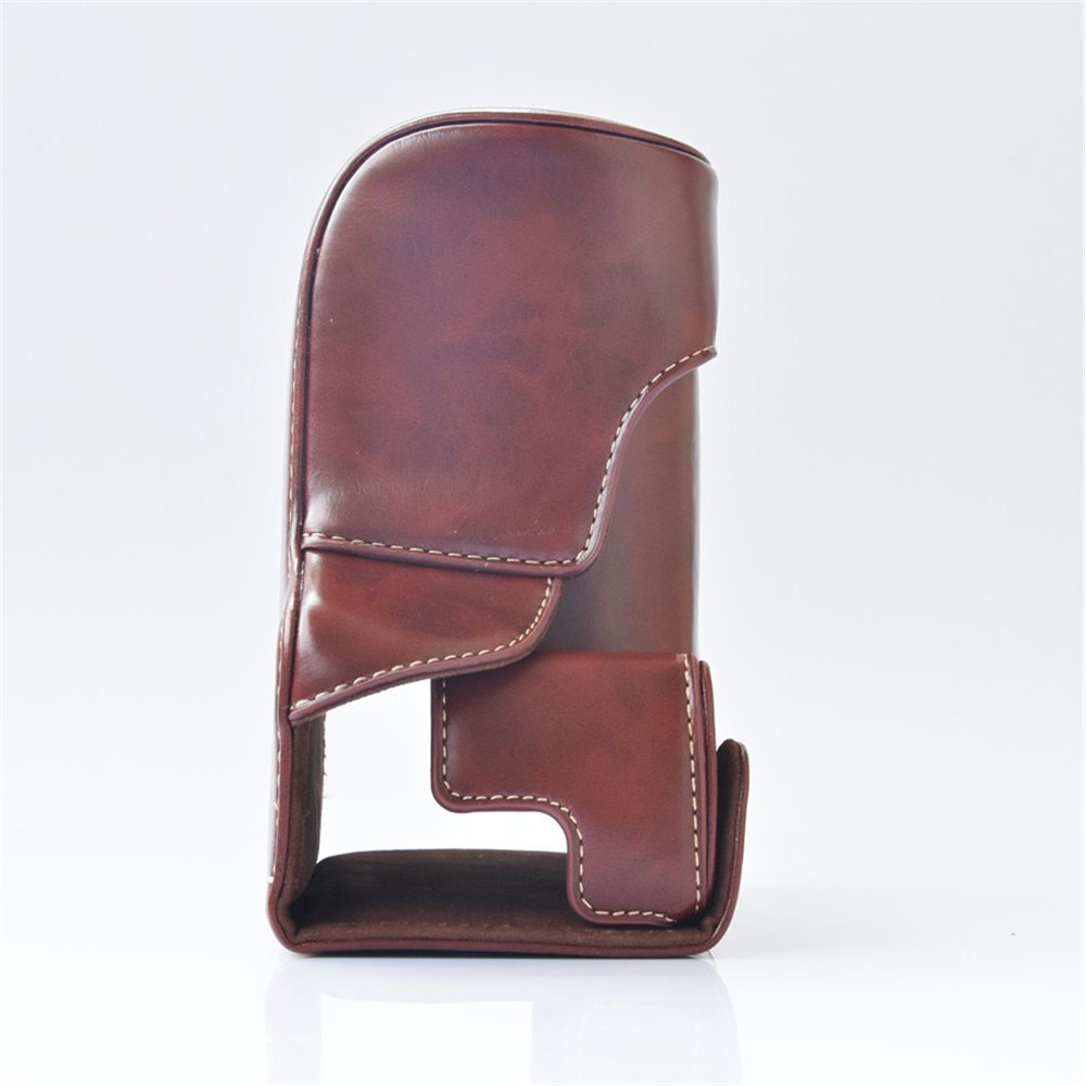 Detachable PU Leather Camera Shell + Strap for Canon EOS M6 (18-55mm) - Coffee-8