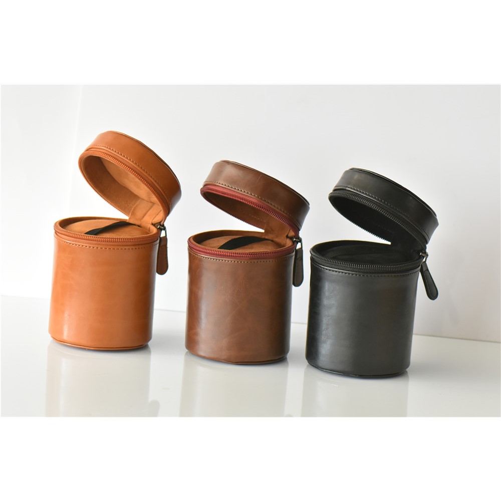 Camera Lens Bag Lens Pocket PU Leather Case for Nikon Canon Sony Fujifilm etc - Size: S / Black-4