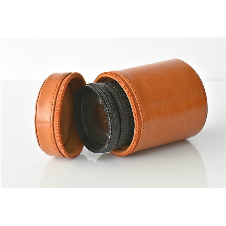 Caméra Lentilles de L'objectif de la Lentille de Poche pu en Cuir PU en Cuir Pour Nikon Canon Sony Fujifilm, Etc. - Taille: S / Brun-10