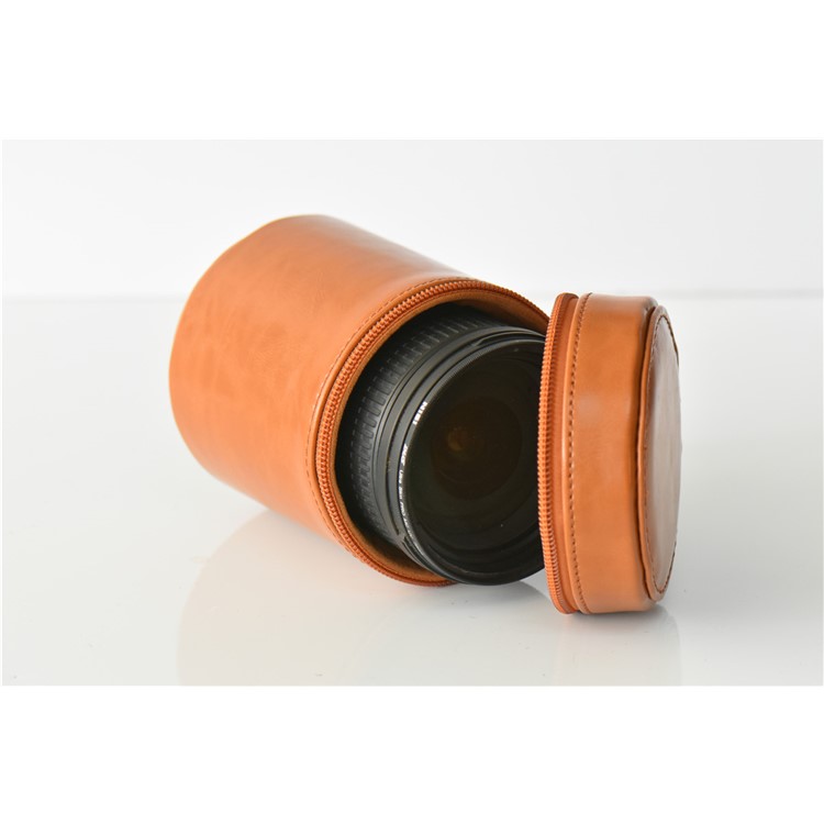 Caméra Lentilles de L'objectif de la Lentille de Poche pu en Cuir PU en Cuir Pour Nikon Canon Sony Fujifilm, Etc. - Taille: S / Brun-9