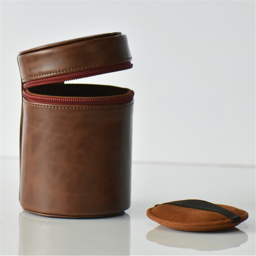 Camera Lens Bag Lens PU Leather Protective Case for Nikon Canon Sony Fujifilm etc - Size: S / Coffee-2