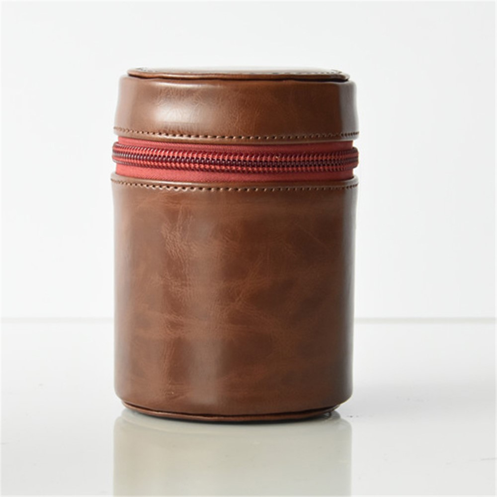 Camera Lens Bag Lens PU Leather Protective Case for Nikon Canon Sony Fujifilm etc - Size: S / Coffee-3