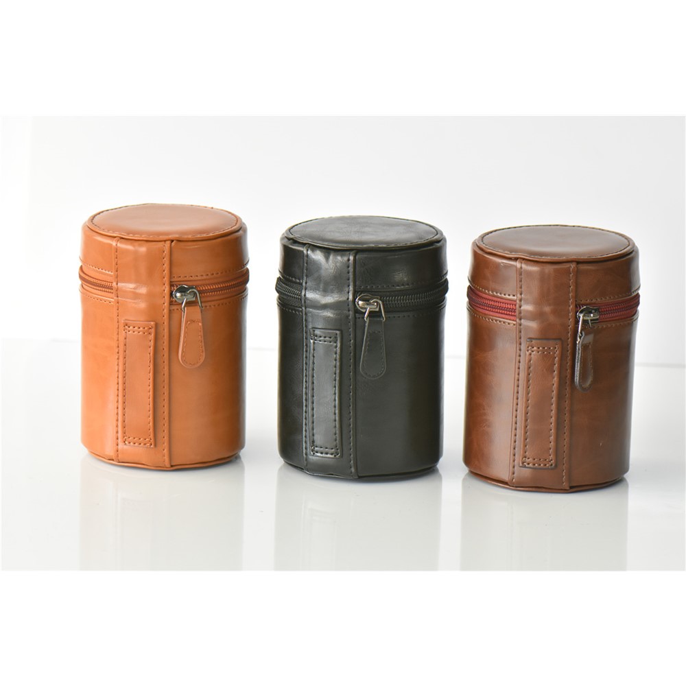 Camera Lens Bag Lens PU Leather Protective Case for Nikon Canon Sony Fujifilm etc - Size: S / Coffee-5