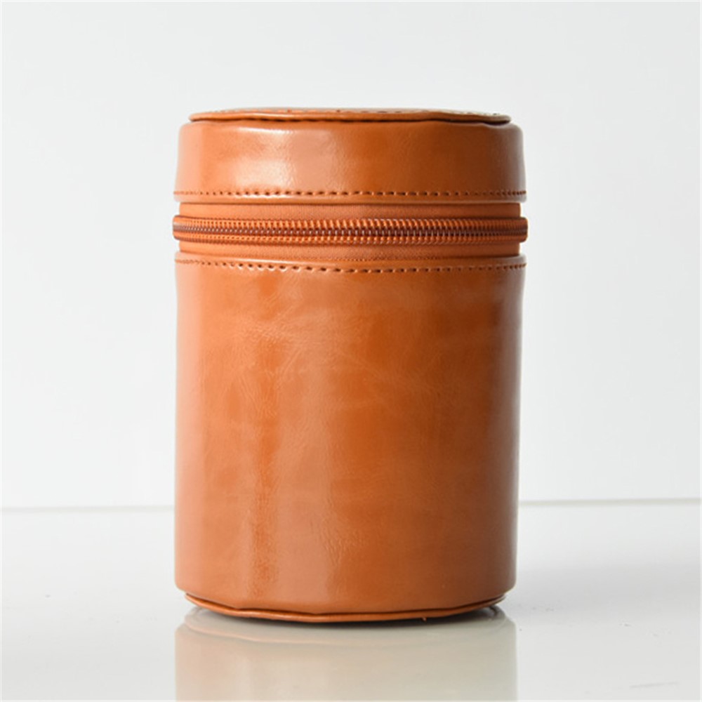 Camera Lens PU Leather Bag Cover for Nikon Canon Sony Fujifilm etc - Size: M / Brown-1