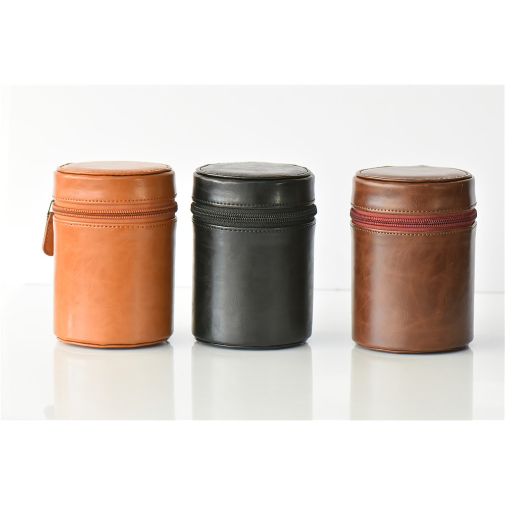 Camera Lens PU Leather Bag Cover for Nikon Canon Sony Fujifilm etc - Size: M / Brown-7