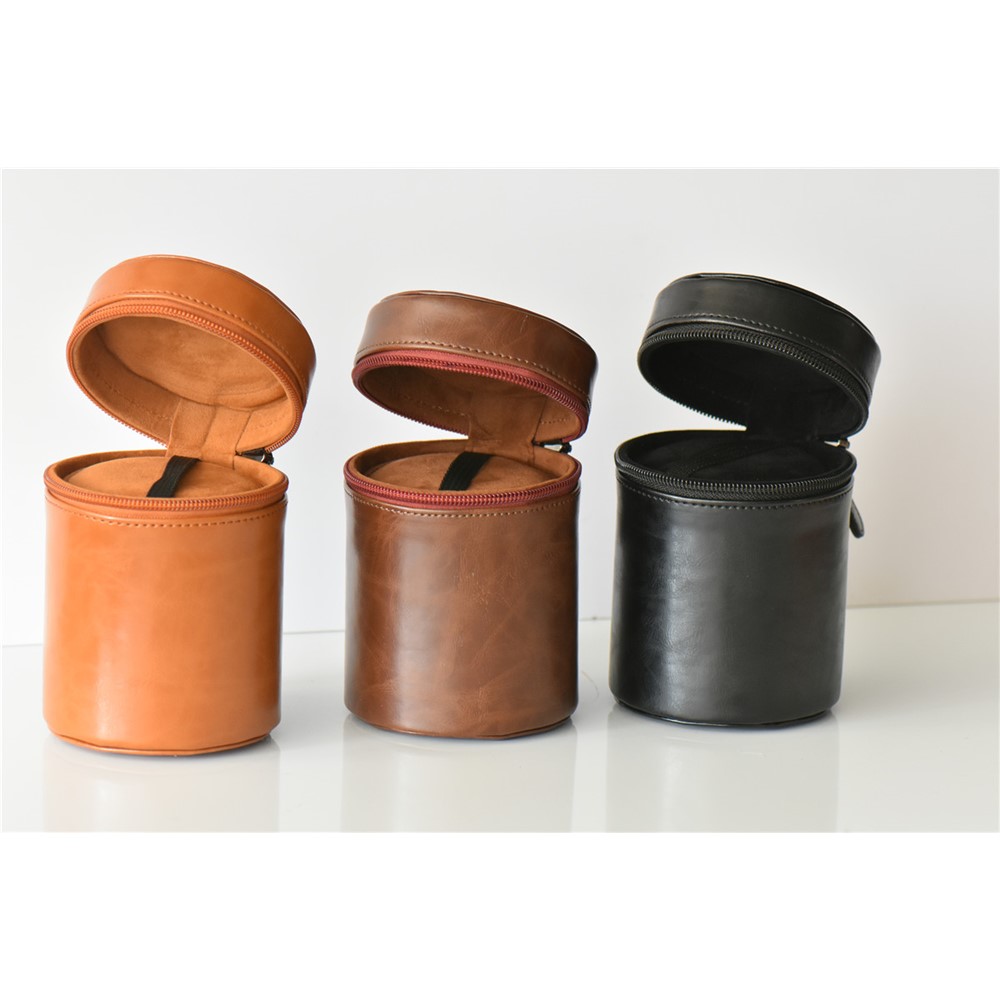 Camera Lens PU Leather Bag Cover for Nikon Canon Sony Fujifilm etc - Size: M / Brown-8