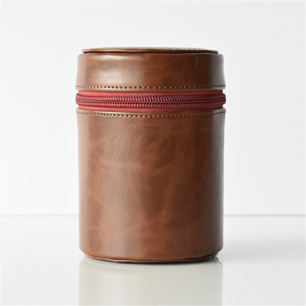 Camera Lens PU Leather Bag Protection Case for Nikon Canon Sony Fujifilm etc - Size: M / Coffee-1