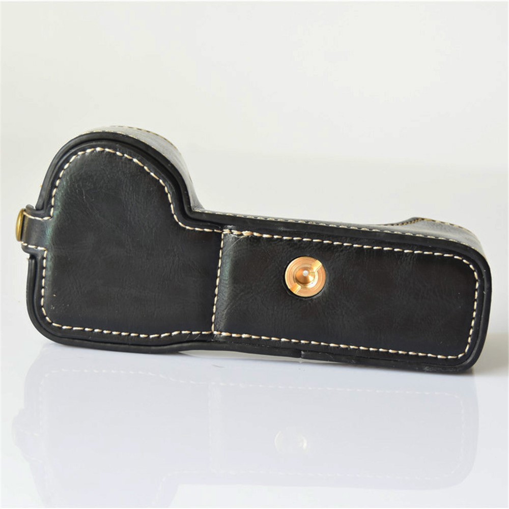 PU Leather Half Bottom Camera Protective Case for Sony A73/A9 - Black-6