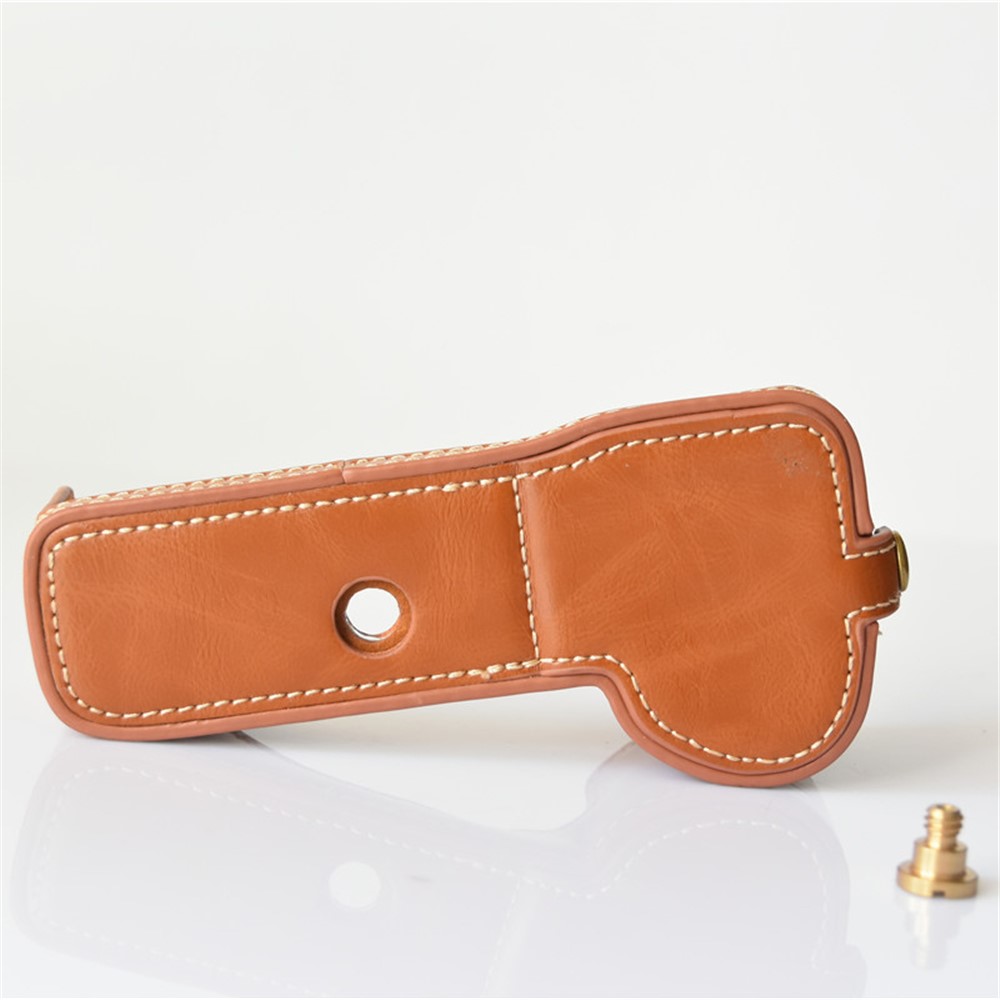 PU Leather Half Bottom Camera Protective Cover for Sony A73/A9 - Brown-6