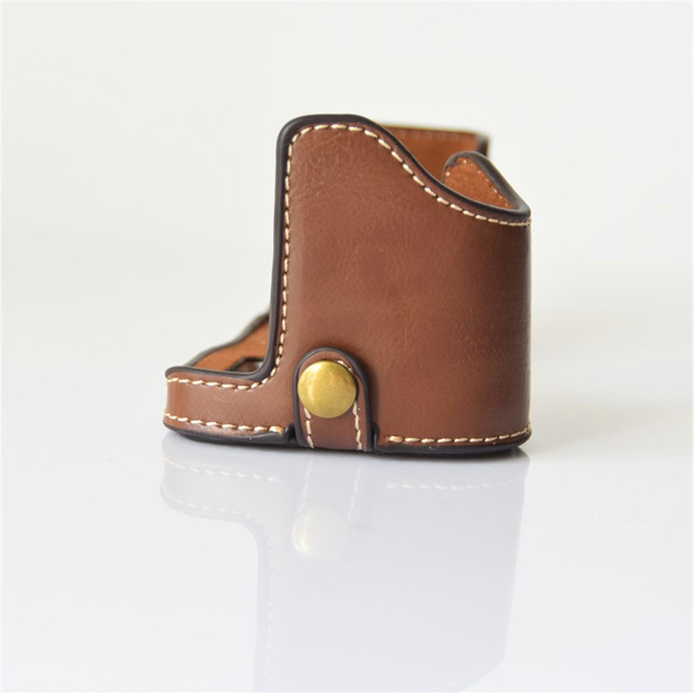 PU Leather Half Bottom Camera Protective Shell for Sony A73/A9 - Coffee-4