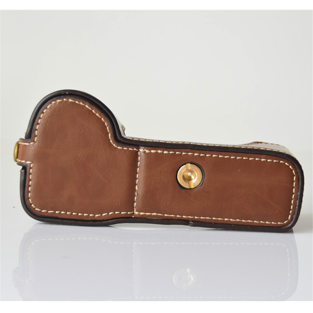 PU Leather Half Bottom Camera Protective Shell for Sony A73/A9 - Coffee-6