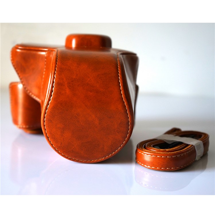 Detachable PU Leather Camera Bag + Strap for Fuji Fujifilm X-T2 - Brown-2