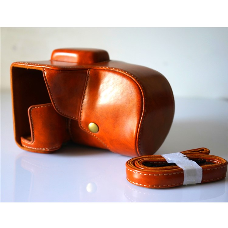 Detachable PU Leather Camera Bag + Strap for Fuji Fujifilm X-T2 - Brown-3