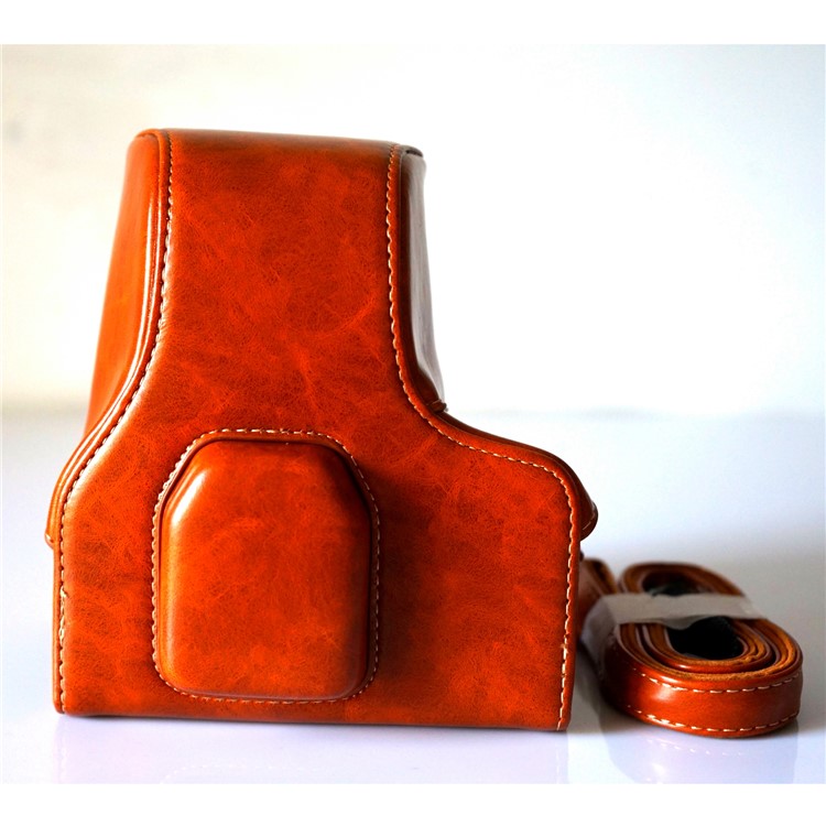 Detachable PU Leather Camera Bag + Strap for Fuji Fujifilm X-T2 - Brown-4