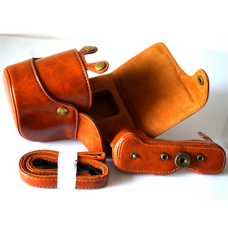 Detachable PU Leather Camera Bag + Strap for Fuji Fujifilm X-T2 - Brown-5