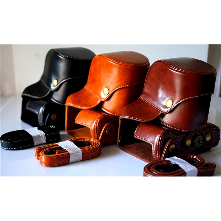Detachable PU Leather Camera Bag + Strap for Fuji Fujifilm X-T2 - Brown-7