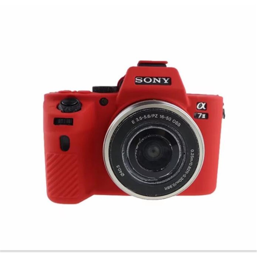 Custodia Protettiva In Silicone Flessibile Per Sony Alpha A7 II / A72 / A7R2 / A7S2 - Rosso-1