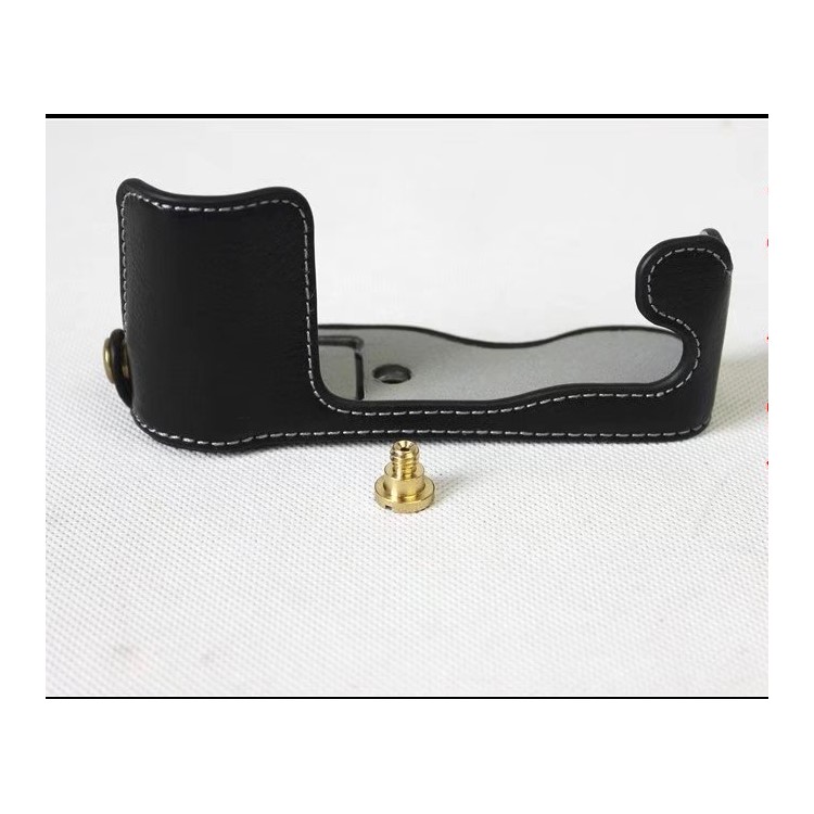 Genuine Cowhide Leather Half Case Bag for Fujifilm X-A5 Digital Camera - Black-3