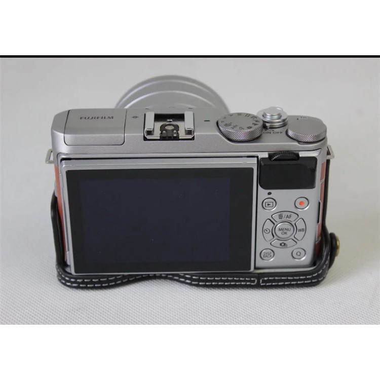 Genuine Cowhide Leather Half Case Bag for Fujifilm X-A5 Digital Camera - Black-9