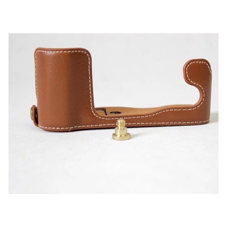 Genuine Cowhide Leather Half Case Cover for Fujifilm X-A5 Digital Camera - Brown-2