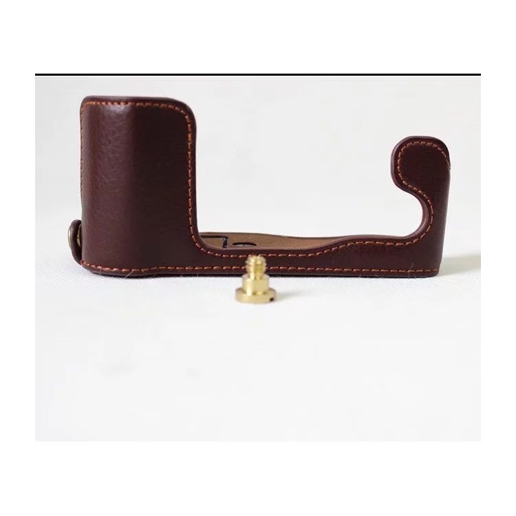 Genuine Cowhide Leather Half Protective Bag for Fujifilm X-A5 Digital Camera - Coffee-2
