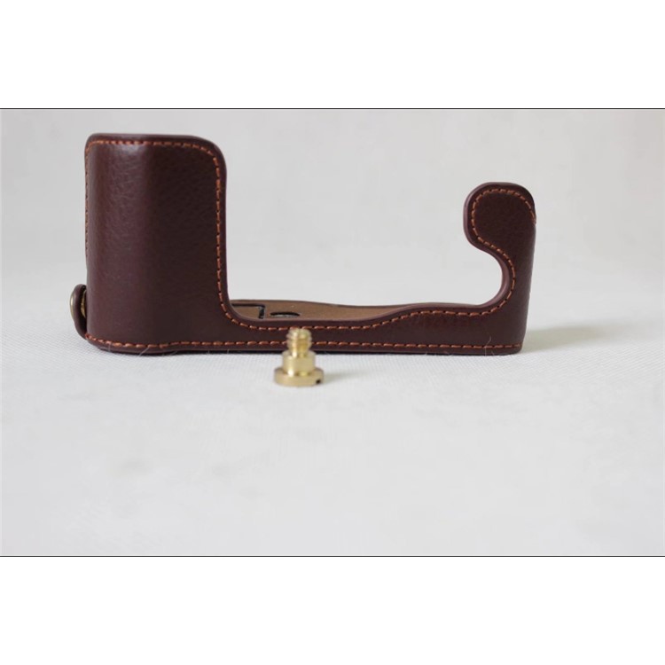 Genuine Cowhide Leather Half Protective Bag for Fujifilm X-A5 Digital Camera - Coffee-3
