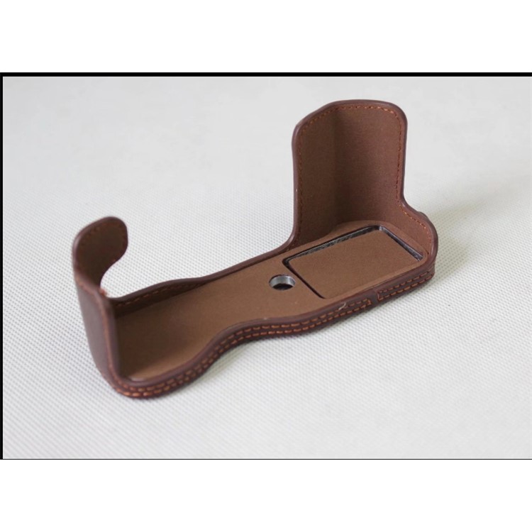 Genuine Cowhide Leather Half Protective Bag for Fujifilm X-A5 Digital Camera - Coffee-4