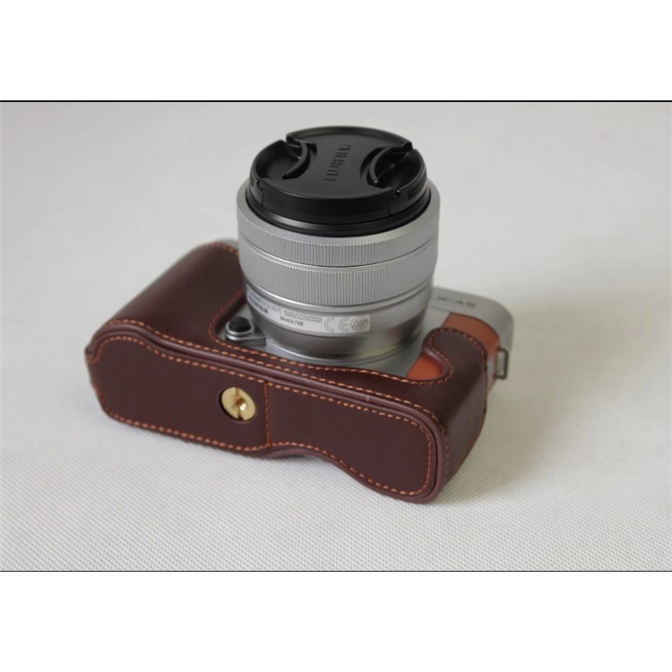 Genuine Cowhide Leather Half Protective Bag for Fujifilm X-A5 Digital Camera - Coffee-7